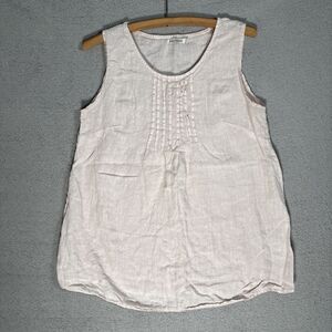Laura Bianchi Linen Top Women’s Size L Soft Pink Pintuck Pleated Lagenlook Italy